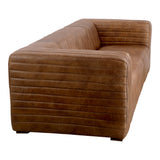 Castle Top-Grain Leather and Solid Pine Brown Sofa