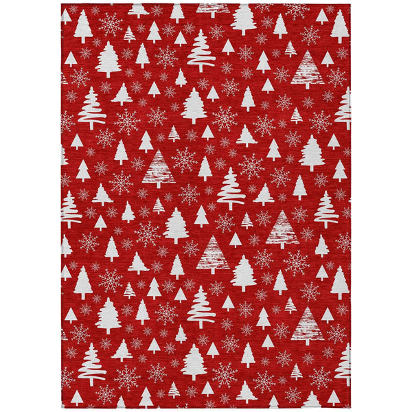 Paelor Red Washable Indoor-Outdoor Rug