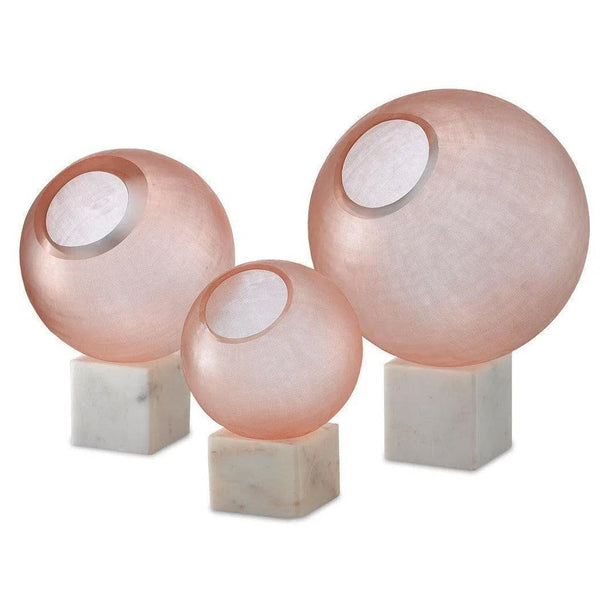 Pale Pink White Fresno Orb Set Statues & Sculptures LOOMLAN By Currey & Co