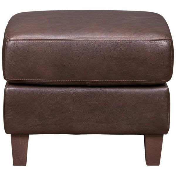 Olivia + Quinn-Palermo Luxurious Leather Square Ottoman-Ottomans-Junea Mahogany-LOOMLAN