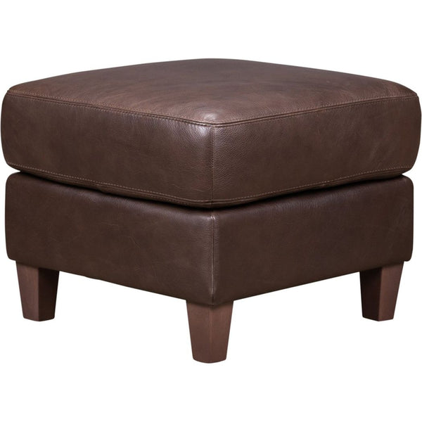 Olivia + Quinn-Palermo Luxurious Leather Square Ottoman-Ottomans-Junea Mahogany-LOOMLAN