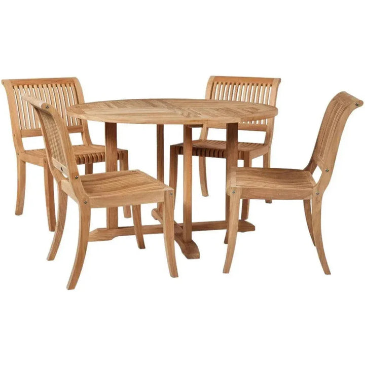 Round Teak Outdoor Dining Set for 4-6 | LOOMLAN