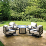 Palm Beach Poly Lumber Fire Pit Table Set Club Chairs-Outdoor Lounge Sets-Breezesta-LOOMLAN