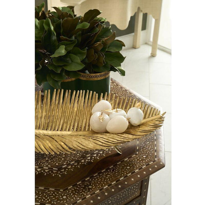 Palm Leaf Styled Gold Fruit Bowl - LOOMLAN - Chelsea House - Boxes & Bowls