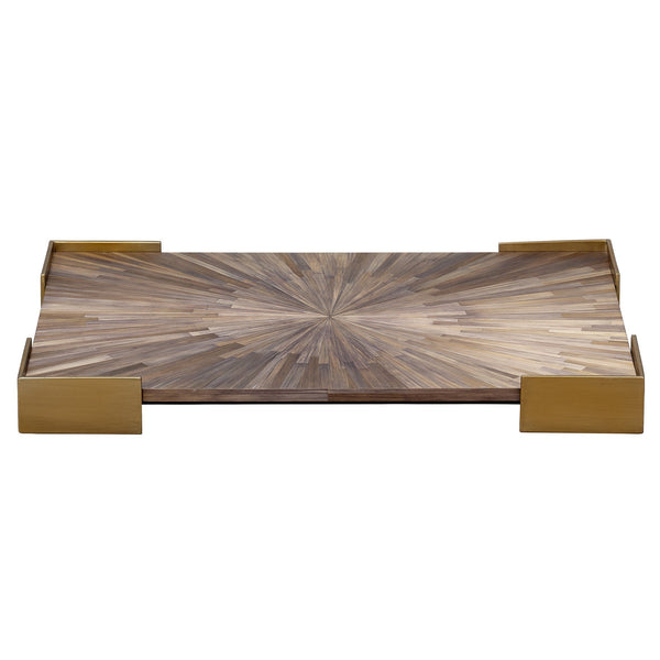 Palm Marquetry Tray - Grey-Trays-Jamie Young-LOOMLAN