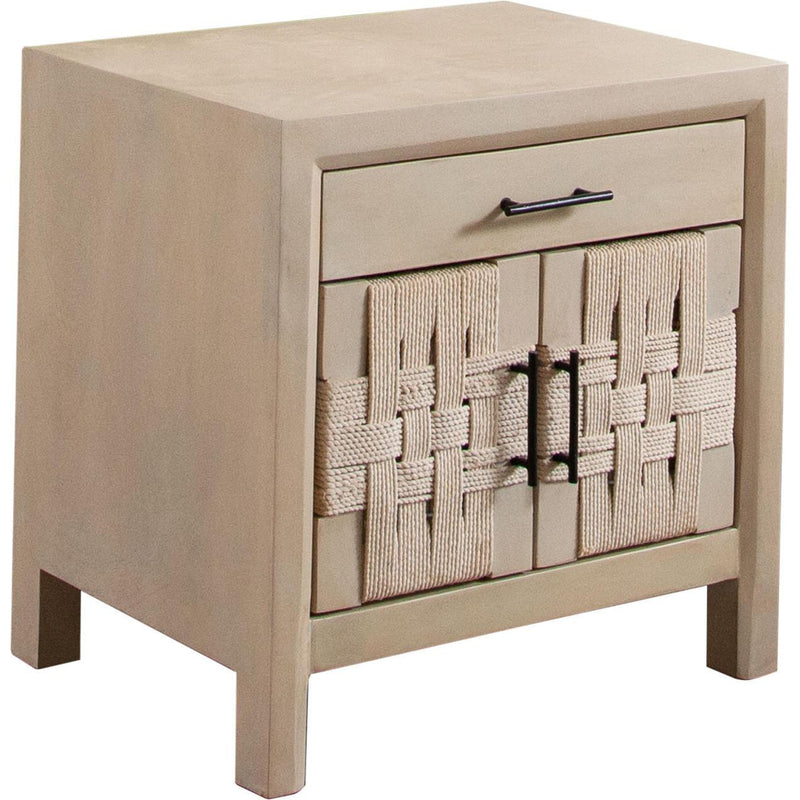 Palm Solid Mango Wood 2-Door, 1-Drawer End Table in Natural Finish-Side Tables-Diamond Sofa-LOOMLAN