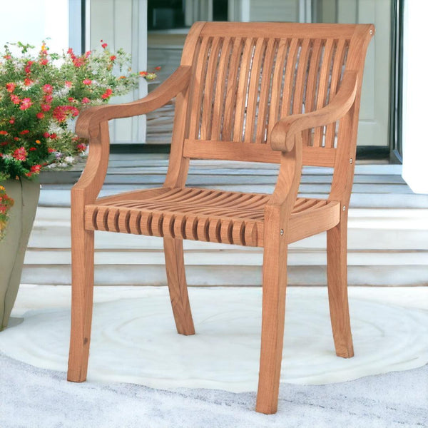 Palm Teak Outdoor Dining Armchair-Outdoor Dining Chairs-HiTeak-LOOMLAN