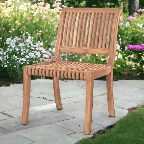 Palm Teak Outdoor Side Chair-Outdoor Dining Chairs-HiTeak-LOOMLAN