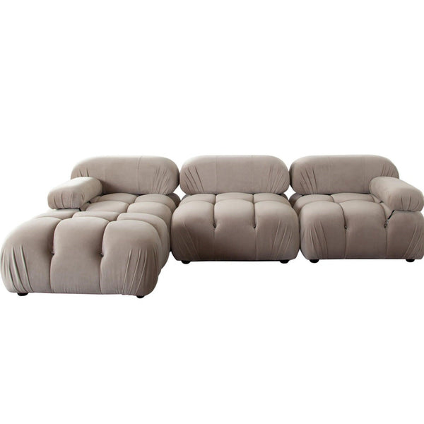 Paloma 4PC Modular 111 Inch Reversible Chaise Sectional in Mink Tan Velvet-Sectionals-Diamond Sofa-LOOMLAN