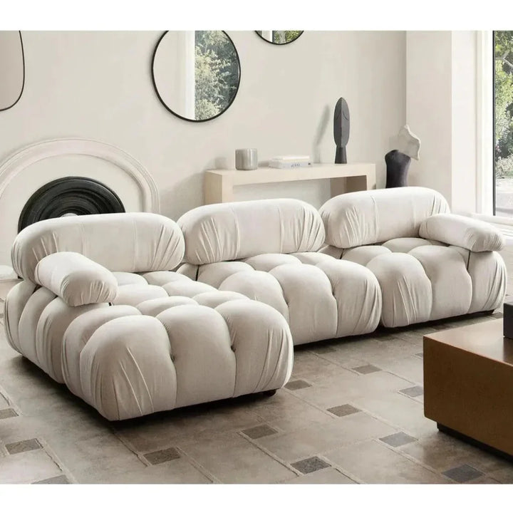 Paloma 4PC Reversible Chaise Sectional Cream Velvet - LOOMLAN - Diamond Sofa - Sectionals