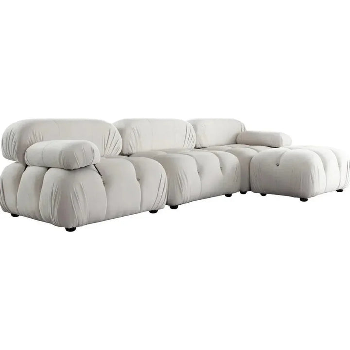 Paloma 4PC Reversible Chaise Sectional Cream Velvet - LOOMLAN - Diamond Sofa - Sectionals