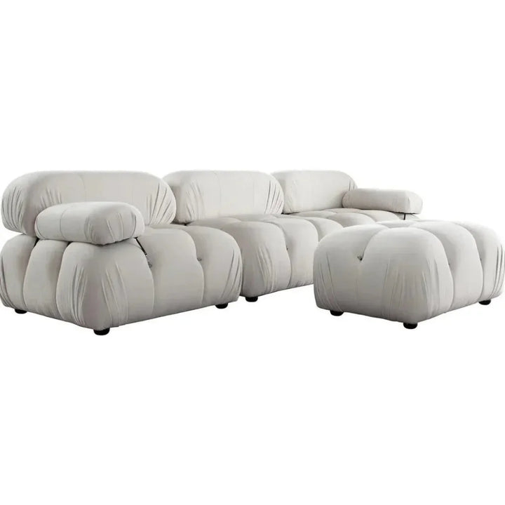 Paloma 4PC Reversible Chaise Sectional Cream Velvet - LOOMLAN - Diamond Sofa - Sectionals