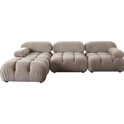 Paloma 4PC Reversible Chaise Sectional Mink Tan Velvet