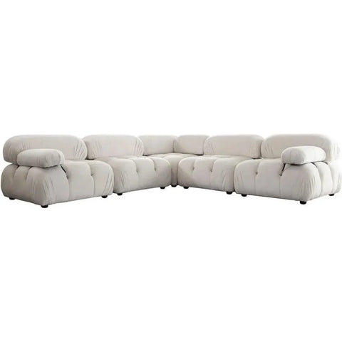 Paloma 5PC Corner Sectional Light Cream Velvet