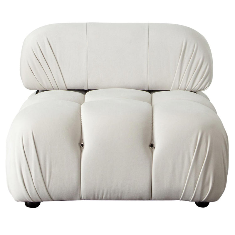 Paloma Armless Chair in Light Cream Velvet-Sofas & Loveseats-Diamond Sofa-LOOMLAN