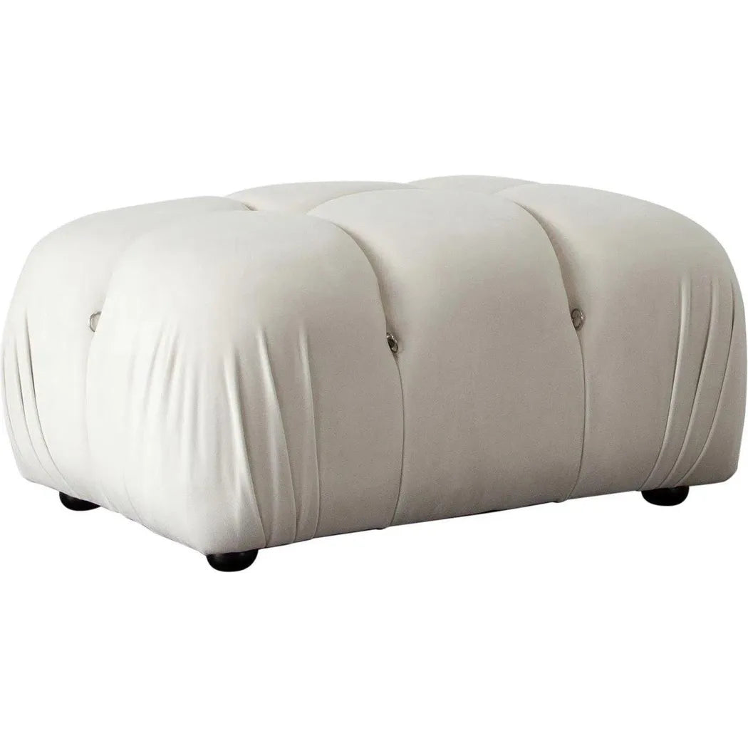 Paloma Rectangle Ottoman Light Cream Velvet