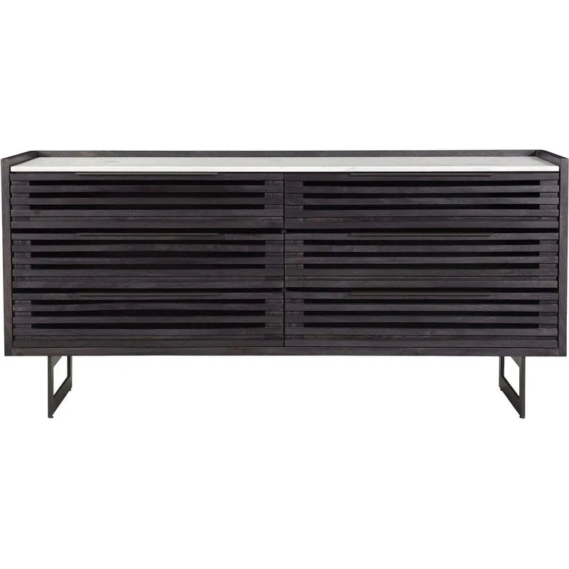 Paloma Wood and Steel Black 6 Drawer Dresser