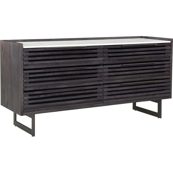 Paloma Wood and Steel Black 6 Drawer Dresser