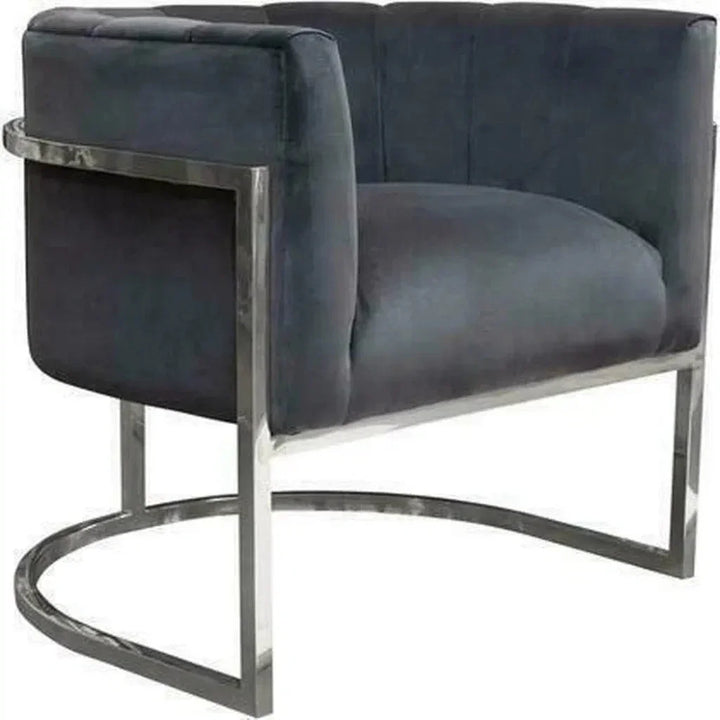 Pandora Grey Velvet Bucket Chair Silver Stainless Steel - LOOMLAN - Diamond Sofa - Club Chairs