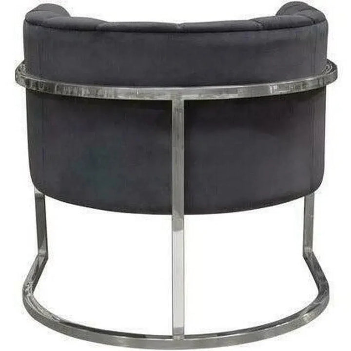 Pandora Grey Velvet Bucket Chair Silver Stainless Steel - LOOMLAN - Diamond Sofa - Club Chairs