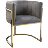 Pandora Tufted Grey Velvet Bucket Dining Chair Gold Frame Dining Chairs LOOMLAN By Diamond Sofa