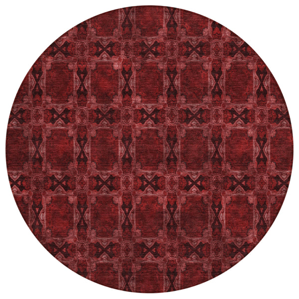 Panel Red Washable Indoor-Outdoor Rug
