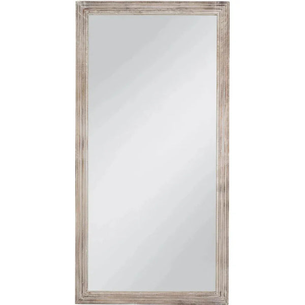 Pangea Wood White & Brown Vertical Floor Mirror-Floor Mirrors-Bassett Mirror-LOOMLAN