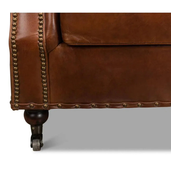 Papa's Chair Comfortable Leather Club Chair - LOOMLAN - Sarreid - Club Chairs