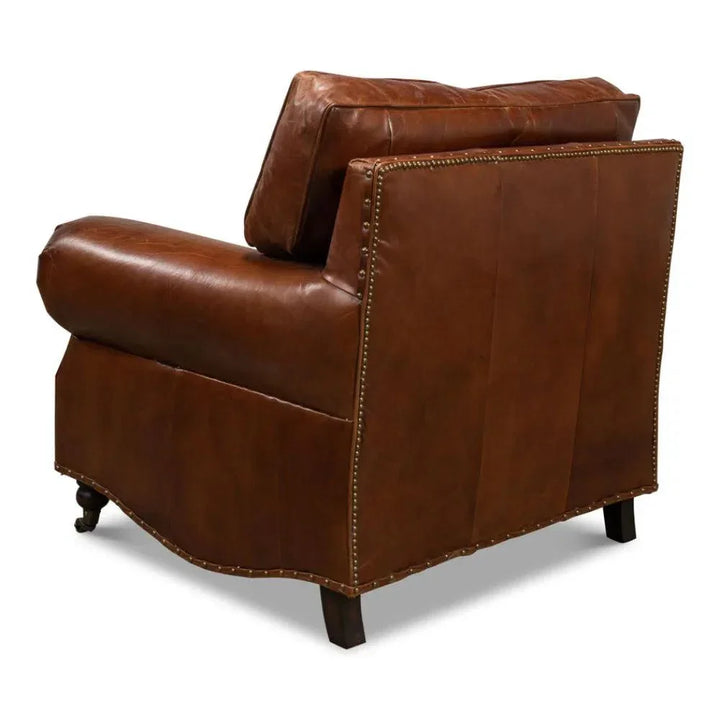 Papa's Chair Comfortable Leather Club Chair - LOOMLAN - Sarreid - Club Chairs