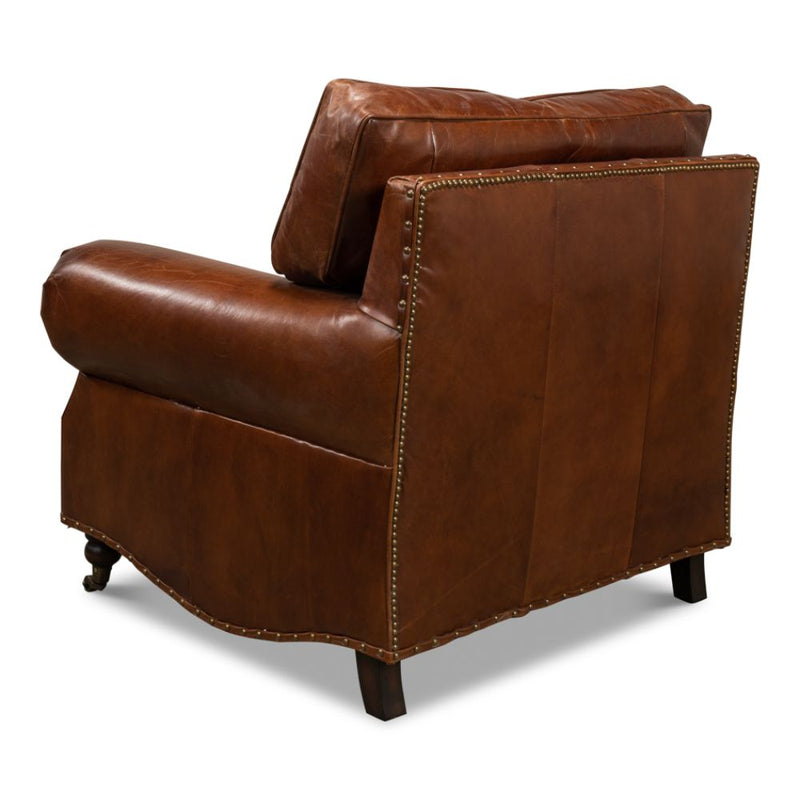 Papa's Chair Comfortable Leather Club Chair-Club Chairs-Sarreid-LOOMLAN