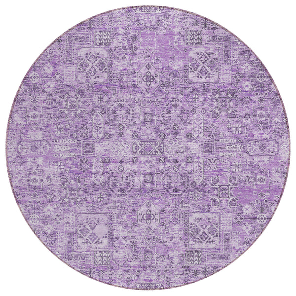Parallel Bands Purple Washable Indoor-Outdoor Rug