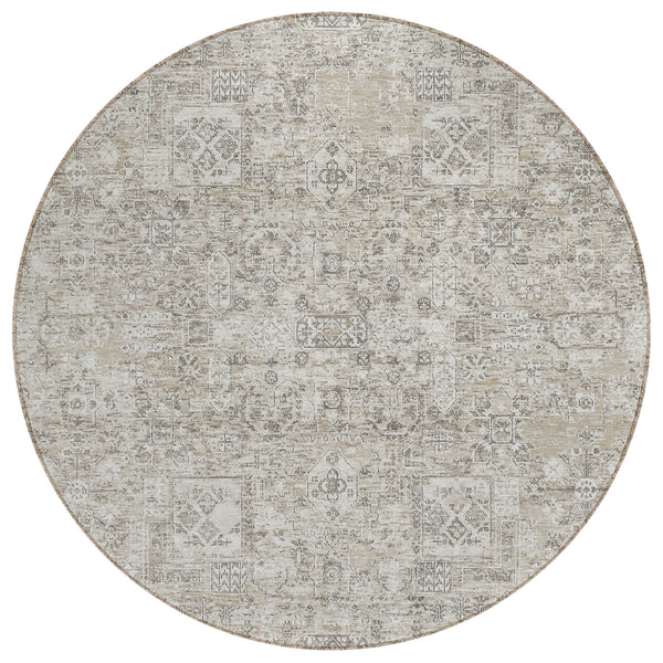Parallel Bands Taupe Washable Indoor-Outdoor Rug
