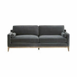 Parker 86" Post Modern Sofa Gray Velvet Natural Oak