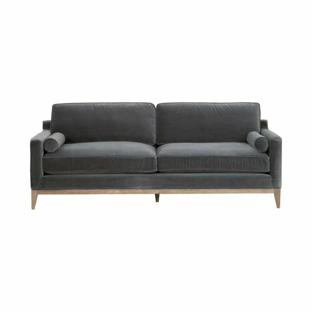 Parker 86" Post Modern Sofa Gray Velvet Natural Oak