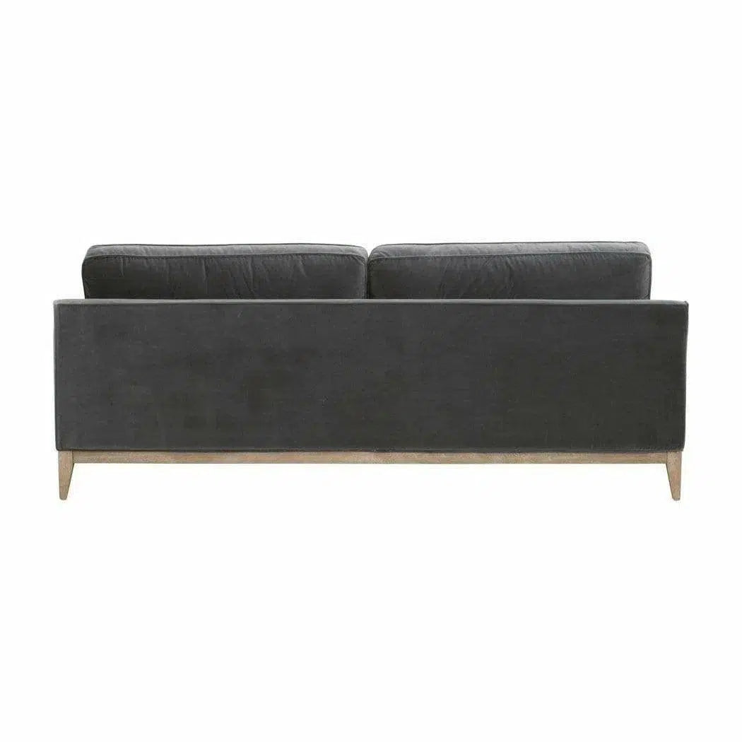 Parker 86" Post Modern Sofa Gray Velvet Natural Oak