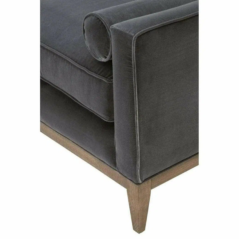 Parker 86" Post Modern Sofa Gray Velvet Natural Oak