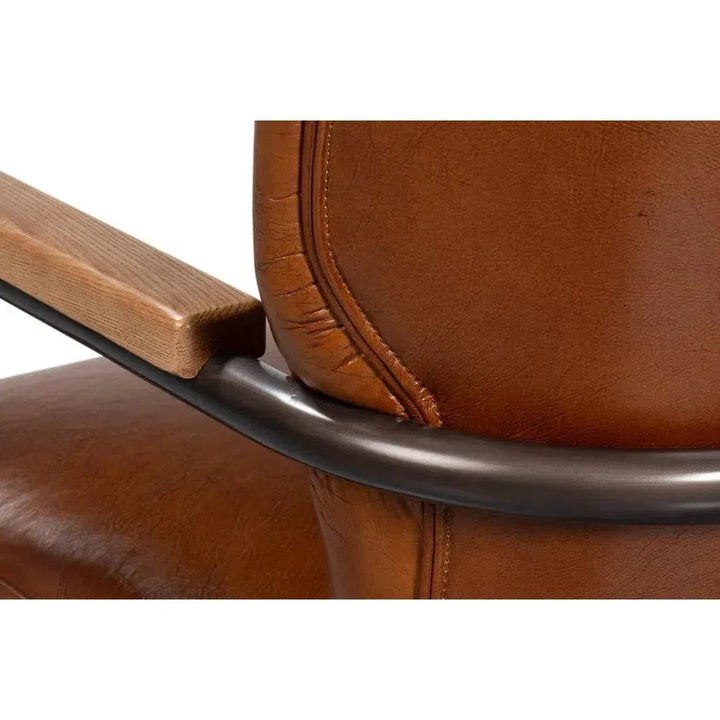 Parker Office Chair Vintage Havana Leather-Office Chairs-Sarreid-LOOMLAN