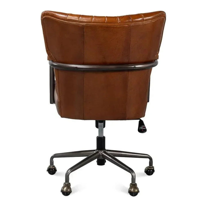 Parker Office Chair Vintage Havana Leather-Office Chairs-Sarreid-LOOMLAN
