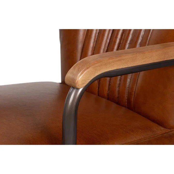 Parker Office Chair Vintage Havana Leather-Office Chairs-Sarreid-LOOMLAN