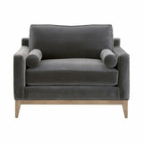 Parker Post Modern Sofa Chair Gray Velvet Natural Oak