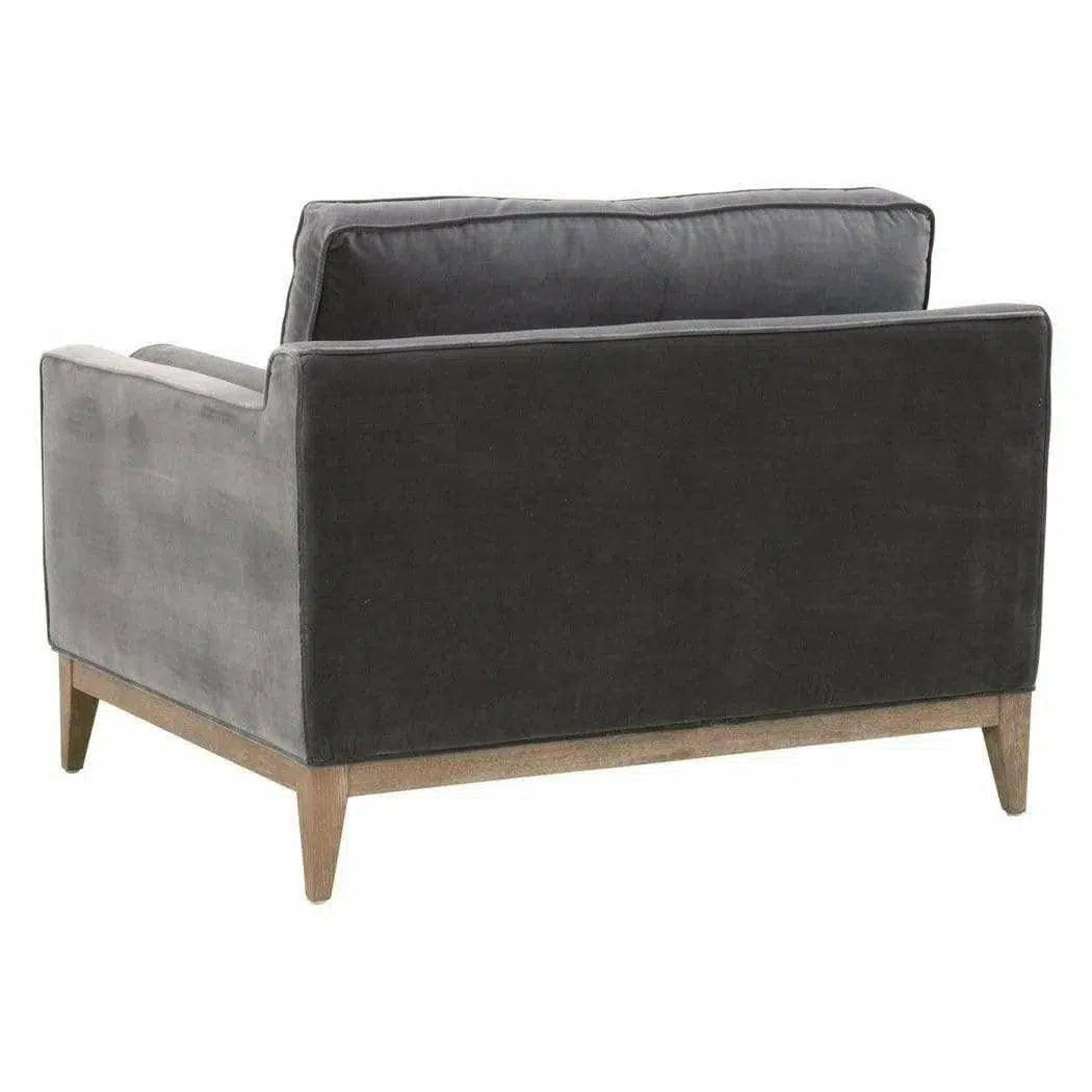 Parker Post Modern Sofa Chair Gray Velvet Natural Oak