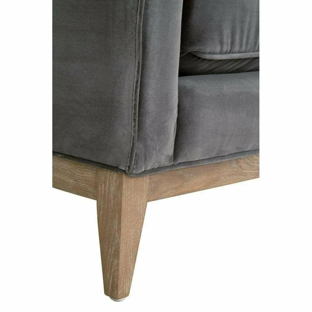 Parker Post Modern Sofa Chair Gray Velvet Natural Oak