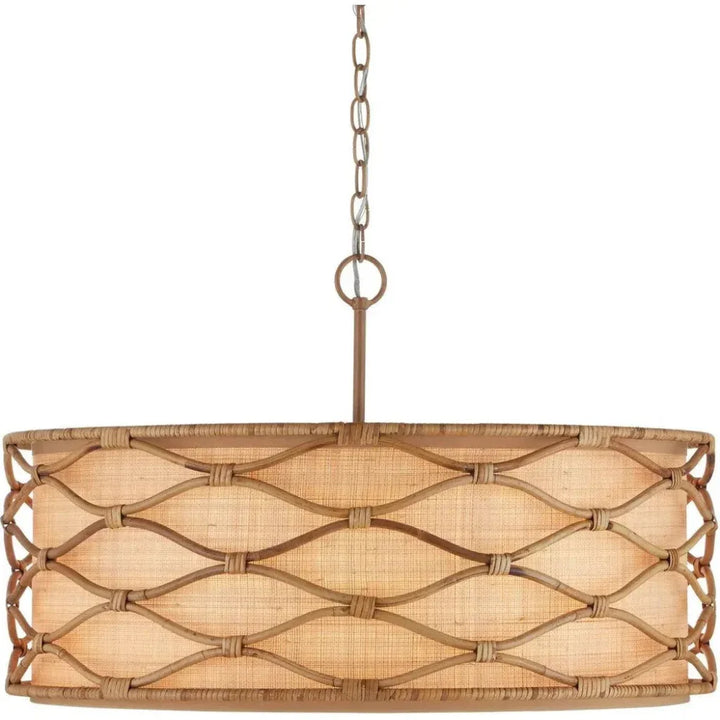 Partita Iron and Rattan Beige Pendant - LOOMLAN - Currey & Co - Pendants