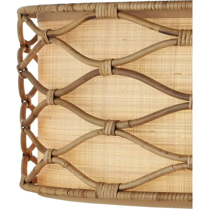 Partita Iron and Rattan Beige Pendant - LOOMLAN - Currey & Co - Pendants