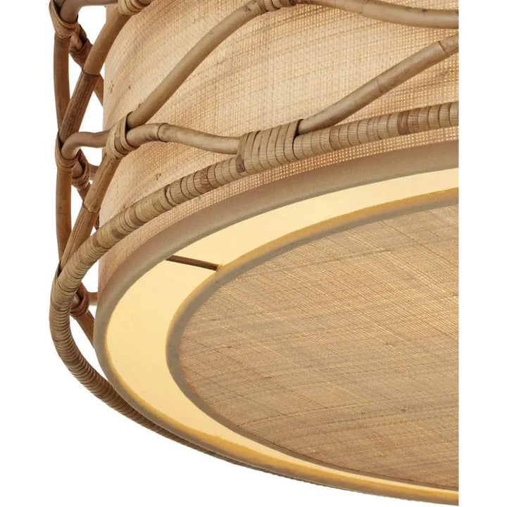 Partita Iron and Rattan Beige Pendant - LOOMLAN - Currey & Co - Pendants