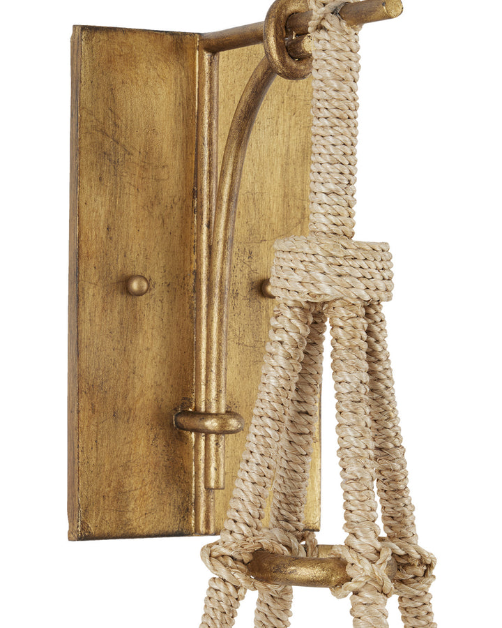 Abaca Rope Wall Sconce with Gold Finish | LOOMLAN