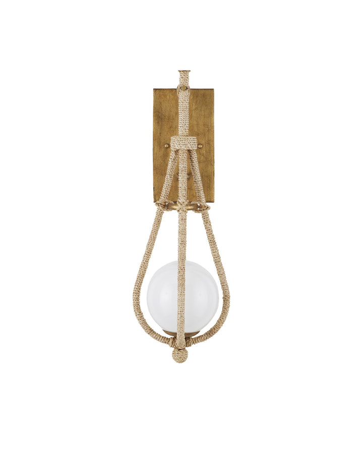 Abaca Rope Wall Sconce with Gold Finish | LOOMLAN