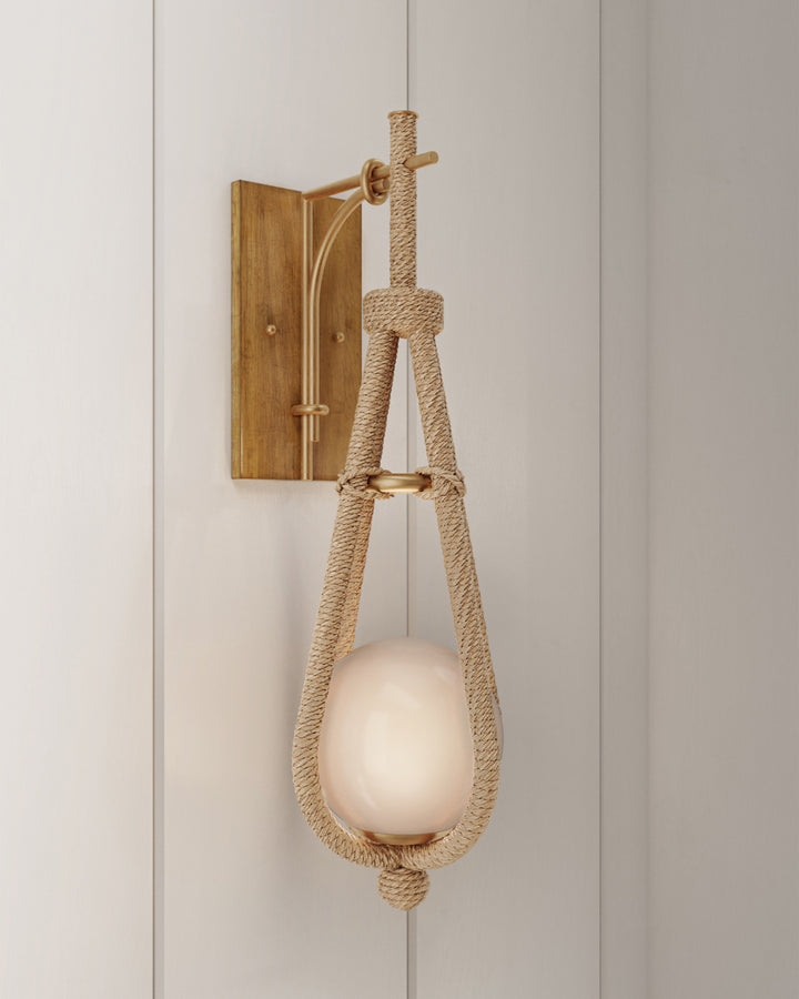 Abaca Rope Wall Sconce with Gold Finish | LOOMLAN