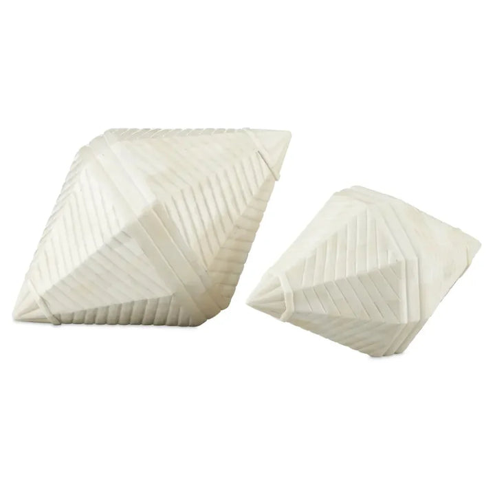 Pavi Bone Prism Set of 2 - LOOMLAN - Currey & Co - Statues & Sculptures