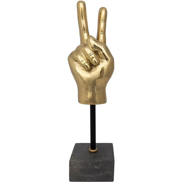 Peace Sign On Stand Marble Base Sculpture - LOOMLAN - Noir - Statues & Sculptures